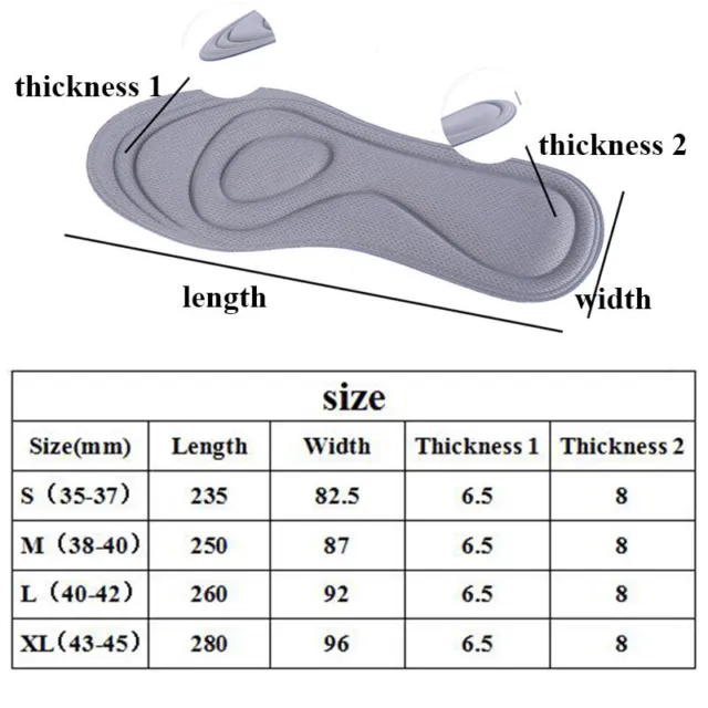 4D MEMORY FOAM Orthotic Arch Support Shoes Insoles Inserts Pads Women ...