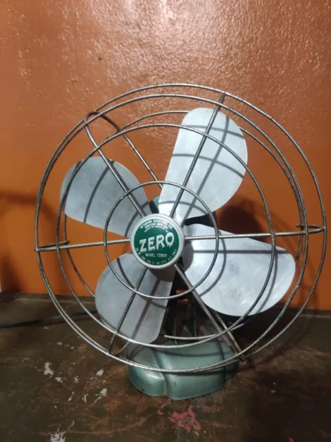 Vintage Mcgraw Zero Green Fan Model 1265R 55W Industrial Cage Prop - Works Great