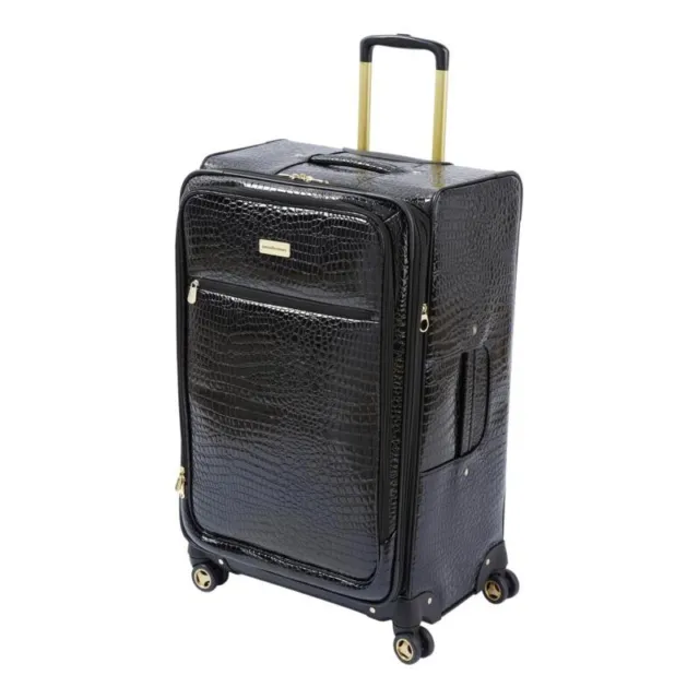 Samantha Brown 30" Exp Spinner Luggage Durable Croco-Embossed PVC - Black