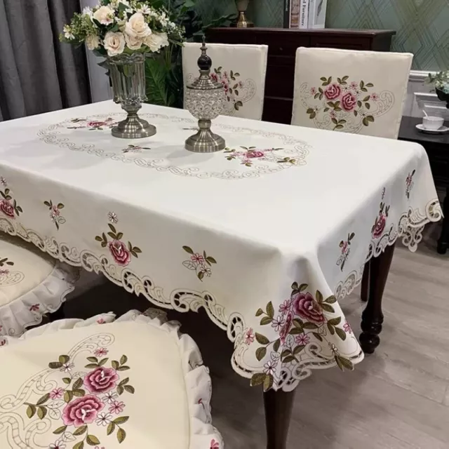 Table Cloth Embroider Modern Rectangle Polyester Art Tea Table Tablecloth Round