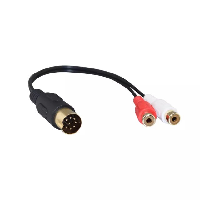 8-pin Audio cable for Alpine KCM123B 8 PIN DIN to 2RCA Female Car Radio 25CM