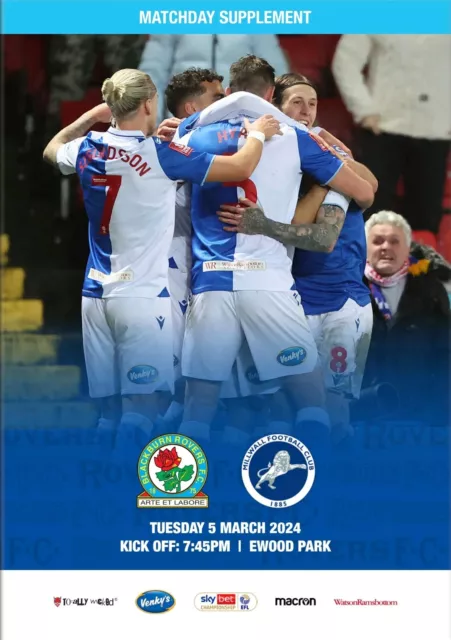 BLACKBURN ROVERS v MILWALL 5 March 2024 Championship OFFICIAL 44 pages