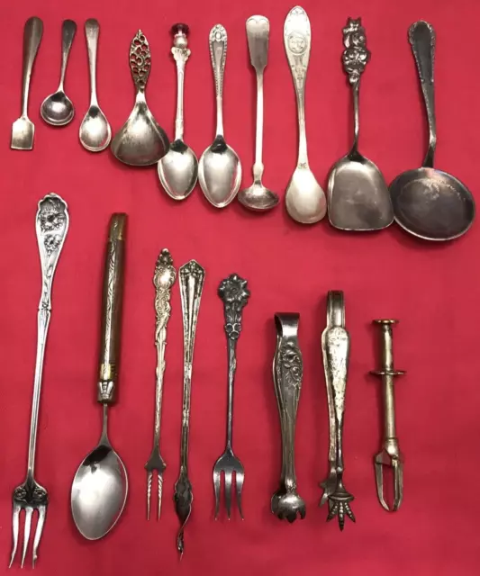 16 Pc lot of Antique to Vintage  Silverplated CHARCUTERIE SERVING FLATWARE MIX