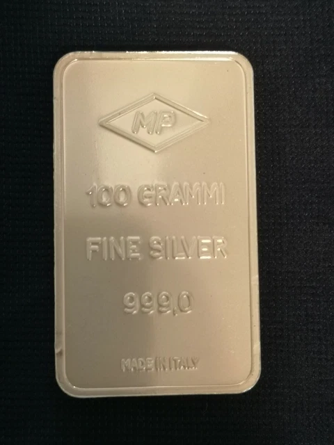 LINGOTTO ARGENTO SILVER Bullion 999 100 grammi MP Johnson Matthey