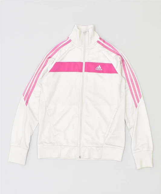 ADIDAS Girls Tracksuit Top Jacket 13-14 Years White Polyester OM15