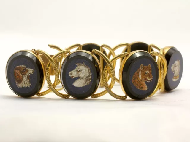 Victorian Micromosaic Bracelet Animals Italian 19th Century Micro Mosaic