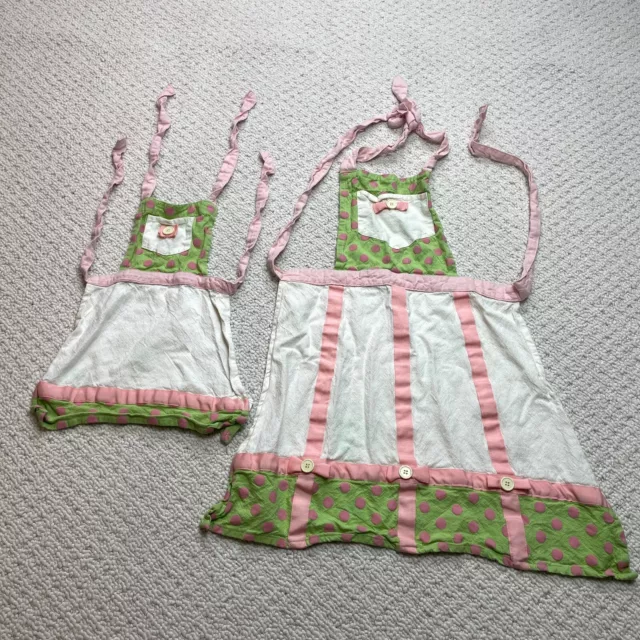 Unbranded Mommy And Me Apron Set  2 Piece White Green Pink Polka Dot Womens Girl