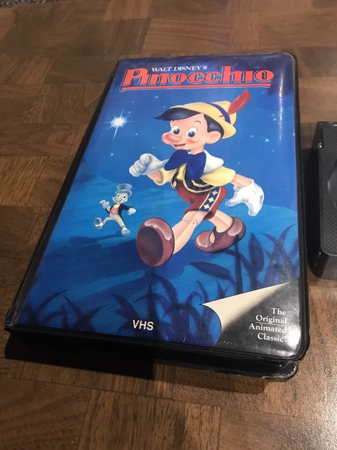 Pinocchio Menu RARE PINOCCHIO 1985 Disney Padded Black DIAMOND clamshell VHS Original ...