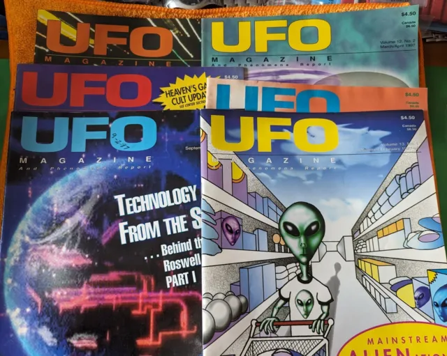 Lot of 6 UFO MAGAZINE 1997 Rare! Jan - Feb 1998 (No Nov 1997 Issue) off1