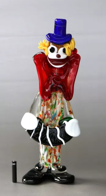 Murano, Glasfigur Ziehharmonika spielender Clown, H. ~ 33,5cm, ~ 1,9kg, ~Vintage 2