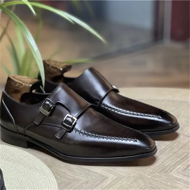 BUCKLE BUSINESS FORMAL Dress Mens Real Leather Monk-Strap Wedding ...