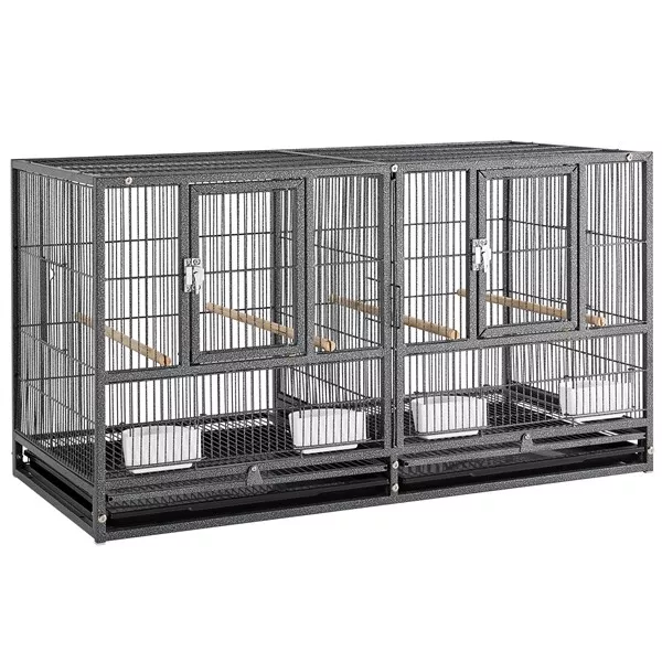 Cage Oiseaux intérieur Grand avec Deux Espaces Divisés en Métal 95,5x45,5x52,5cm