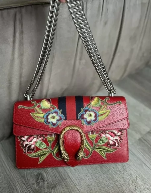 Gucci Dionysus Shoulder Bag Woman Chain Small Leather Red