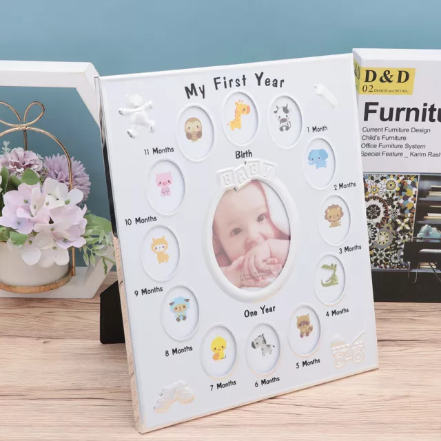 Baby 12 Month Photo Frame - First Year Growth Record (White)
