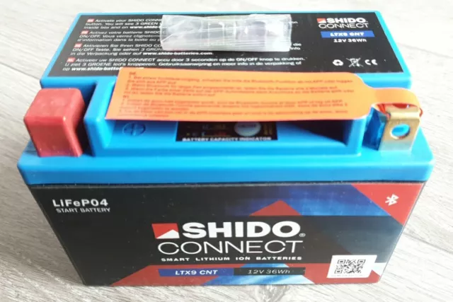 Motorrad Batterie Shido Lithium LTX9-BS / YTX9-BS, 12V 36 Wh (150x87x105mm)