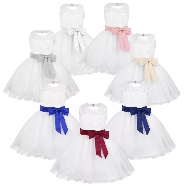New Floral Lace Wedding Princess Baby Girls Dress Toddler Party Kids Clothes