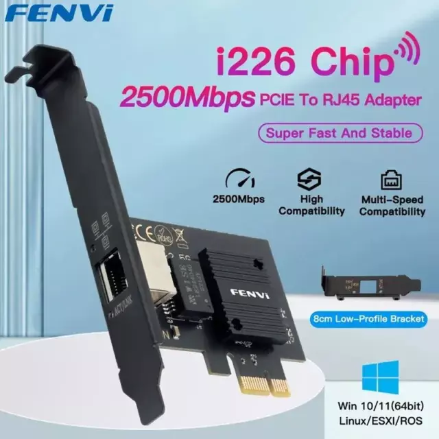 2500Mbps PCI-E to RJ45 Network Card I226 Chip Gigabit Ethernet 100/1000/2500Mbps