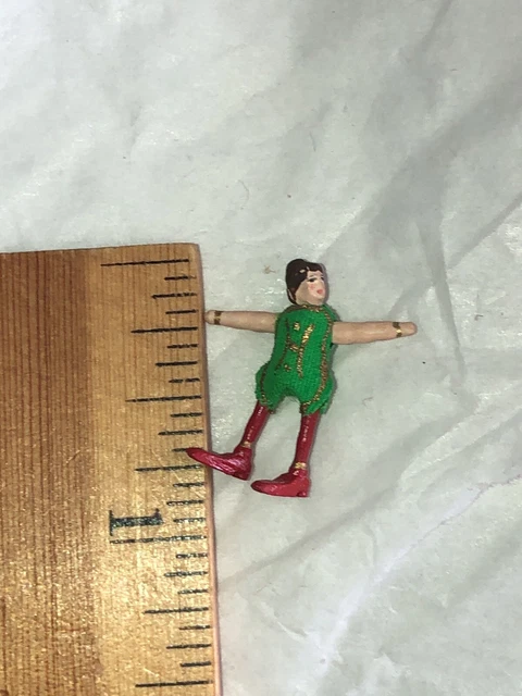 Super Tiny Miniature 1” Tall Strung Painted Metal Doll Figure Fabric Outfit 3