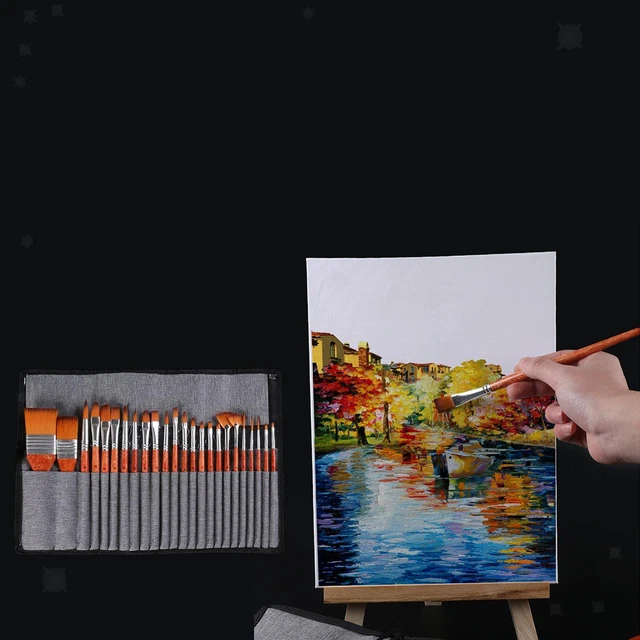 24 pennelli per artisti, acquerello, gouache, set di pennelli per bambini e