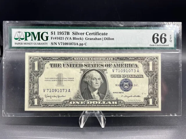 1957B $1 Silver Certificate FR #1621, PMG 66 EPQ