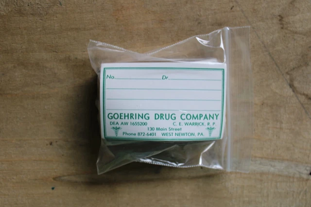 Vintage Lot of Goehring Drug Company Pharmacy Bottle Paper Labels, Drug Store