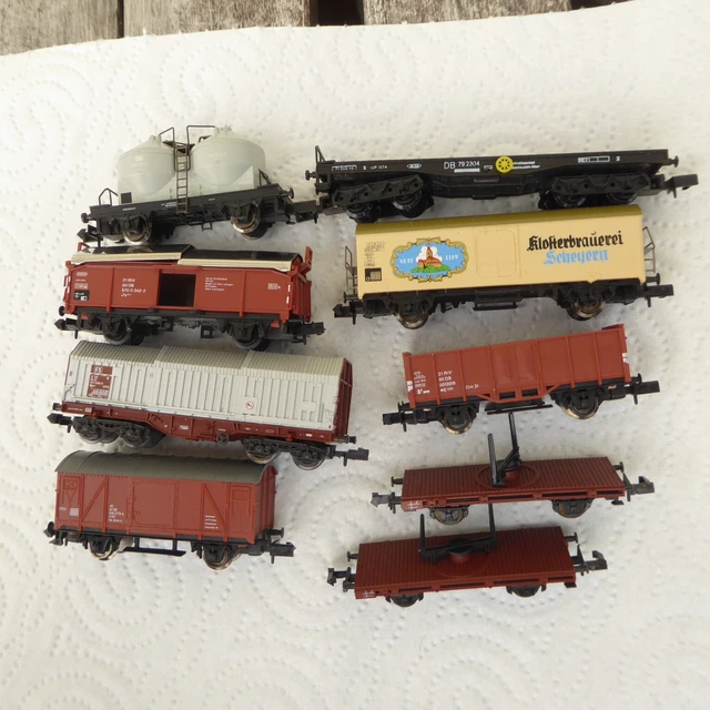 Fleischmann H0 - 5502/5205 - Wagon De Marchandises Pour Trains Miniatures 5 2 Camions A Caisse Ouverte A Deux Essieux Et 3 Autodechargeurs Db
