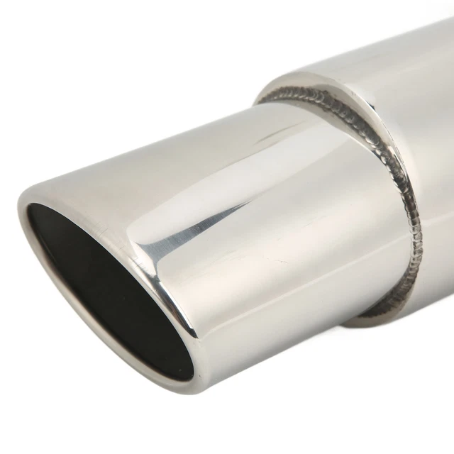 Marmitta Universale Doppia In Acciaio Inox Cromato | Per Auto Sportive | Diametro 52 Mm | Fissaggi Inclusi