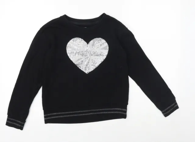 Gap Girls Black Cotton Pullover Sweatshirt Size 10 Years Pullover - Heart