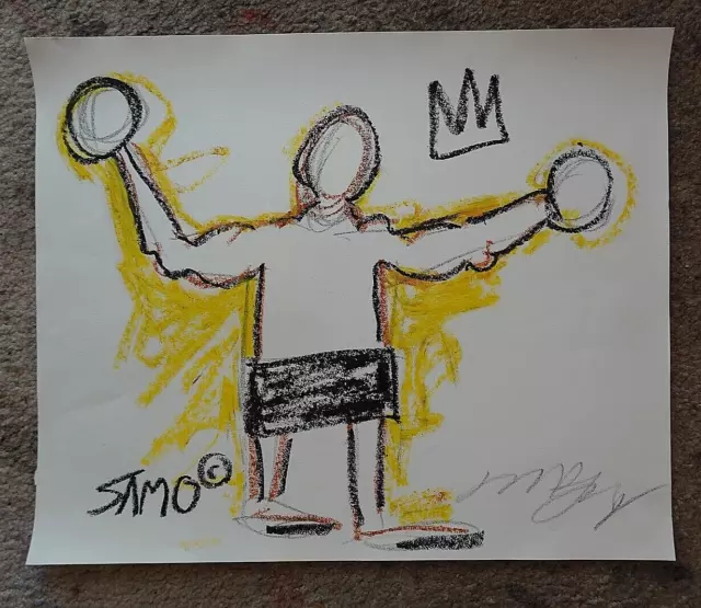 vintage SAMO original Jean-Michel Basquiat signed Graffiti boxer drawing 1980