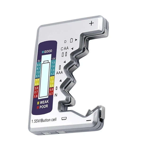 Comprobador de batería célula de botón digital pantalla LCD plata piezas de repuesto 9V/1.5V