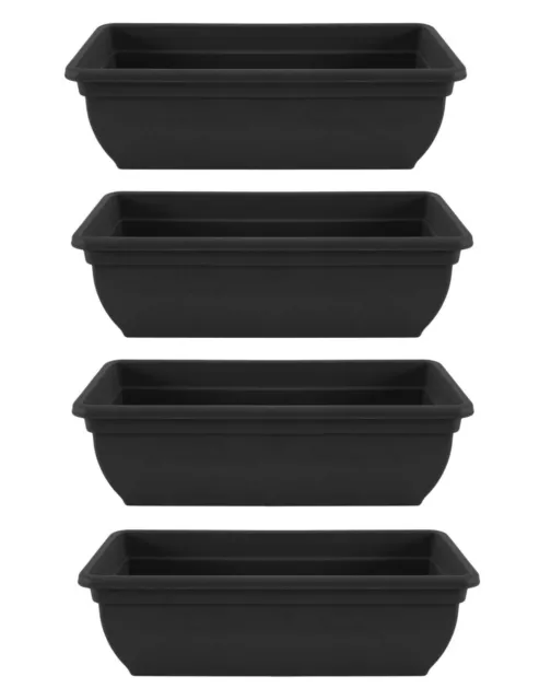 4 Black Trough Plant Pot Plastic Winchester Bel Garden Flower Patio Planter 60cm