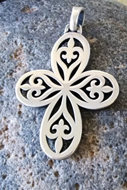 Retired James Avery Fleur De Lis Heart Cross Pendant SO Pretty!