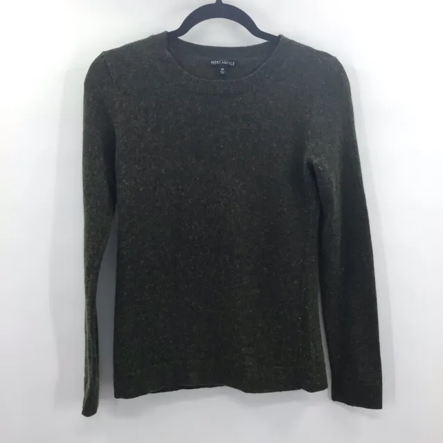 J Crew Mercantile Women’s SZ XS Green Wool Blend Crew Neck Pullover Sweater