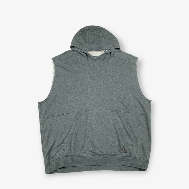 Vintage Adidas Sleeveless Hoodie Grey 2XL