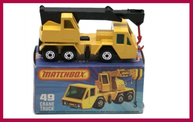 MATCHBOX SUPER RAPIDE Camion Grue 49C Jaune Noir Boite K