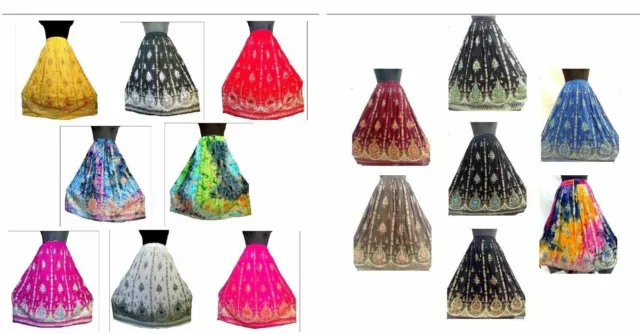 20pc INDIAN HIPPY BOHO LONG SEQUIN BELLY DANCE SKIRT TRIBAL PEASANT SKIRT