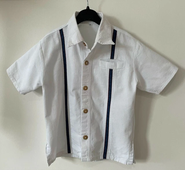 Boys' Lightweight, Guayabera Shirt, Traditional Mexican, 100% Cotton, Size 6 yrs