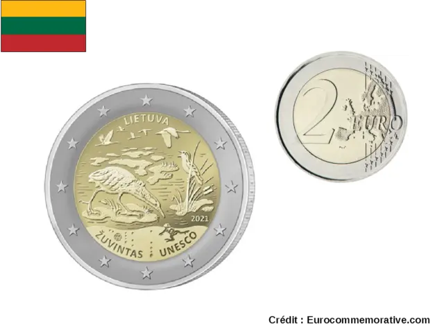 2 Euros Commémorative Lituanie Réserve Zuvintas 2021 UNC