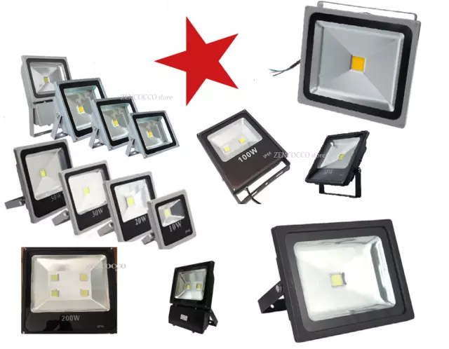 FARO LED faretto 10w 20w 30w 50w 100w 200W esterno impermeabile IP65 1€catalogo