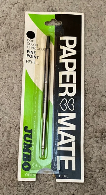 New Vintage 1980 Paper Mate Jumbo Refill BLACK Fine Point #453-04 NOS