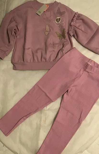 River island mini girls aged 4-5 years purple butterfly sweat top set BNWT