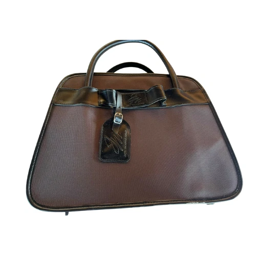 Joy Mangano Brown Weekender Bag Ostrich Overnight Carry On Travel Luggage Bag