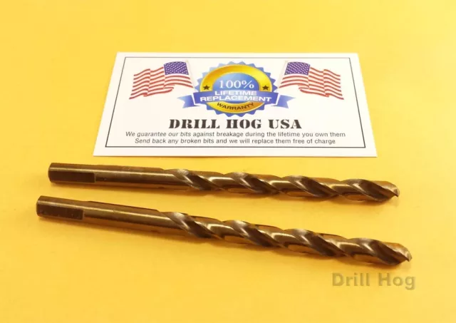 Drill Hog 1/8, 3/16, 1/4, 5/16, 3/8" Cobalt Bit M42 M35 Twist Lifetime Warranty