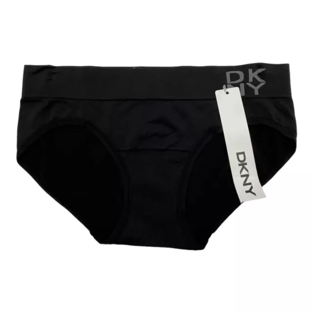 DKNY Women's Seamless Litewear Solid Bikini, Black, Small 
