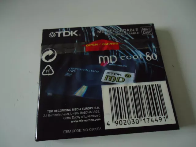 MD MiniDisc  TDK  VIERGE 80 min neuf ( cool ) 2