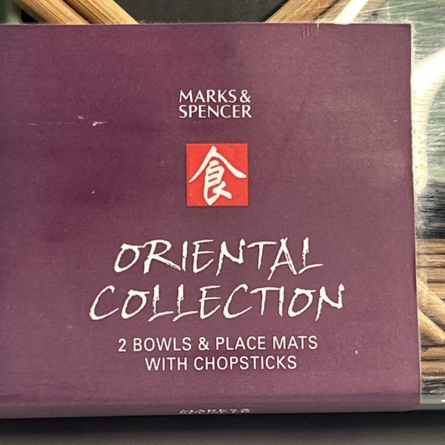 MARKS AND SPENCER Oriental Collection 2 Ceramic Bowls Chopsticks