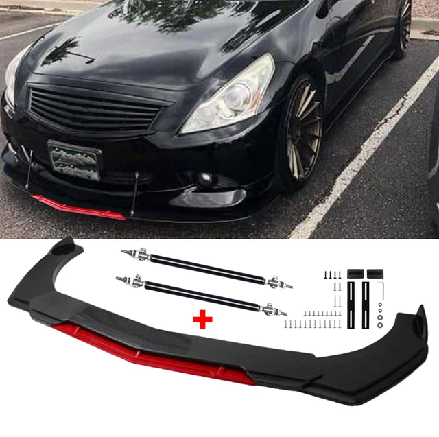 Front Bumper Lip Spoiler Splitter Body Kit+Red Rods For Infiniti G37 G35 Sedan