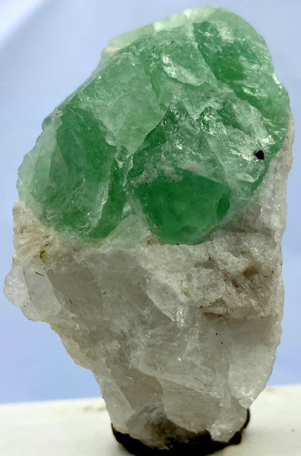 60 Gram Stunning Quality Beautiful Apple Green Color Fluorite W/ Quartz Crystal