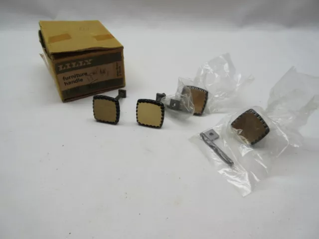 4 boutons tiroirs de porte vintage rétro Lilly 8300 noir & laiton NEUF