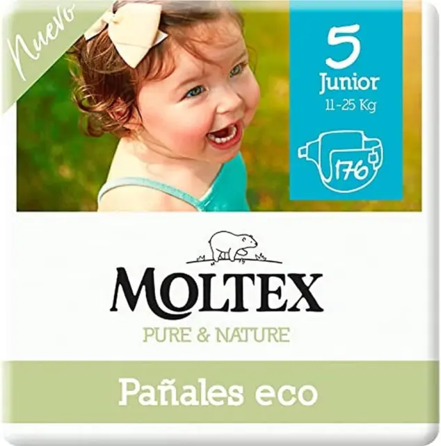 Moltex Pure & Nature - Pannolini Ecologici, Taglia 5 (13-18 Kg), 176 Pannolini (
